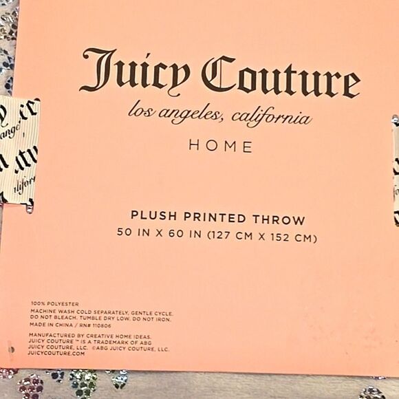 Juicy Couture Home Iridescent Foiled Butterfly Logo Plush Throw Blanket - Picture 8 of 9